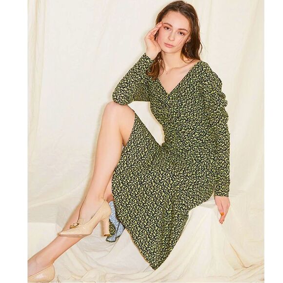 Eimy Istoire Stormi Flower Long Sleeve Midi Dress in Black M NWT - Picture 1 of 16